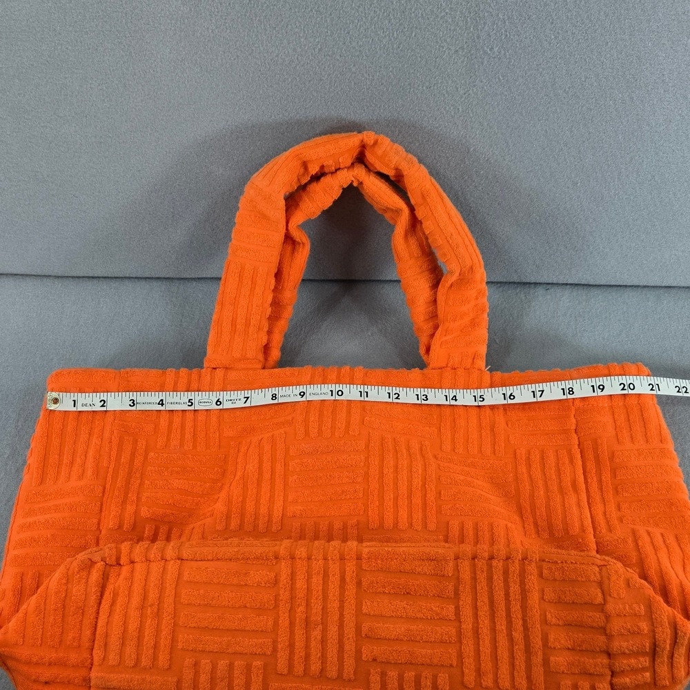 JustFab Orange Terry Cloth Basketweave Textured Tote Bag Summer Beach Bag - Picture 7 of 8